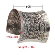 1pc Vintage Hieroglyphic Floral Pattern Bangle Bracelet, Unique Arm Cuff
