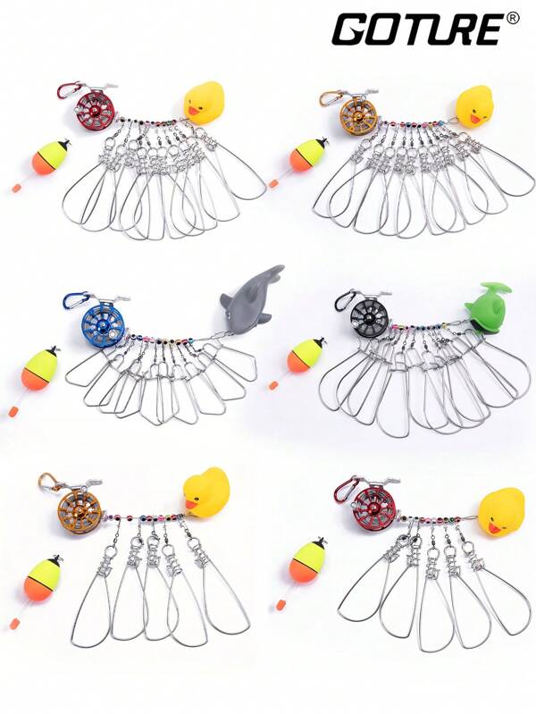GOTURE Goture Fish Stringer With Reel Steel Wire Float Fishing Stringer With 5/10 Stainless Steel Snaps Fish Lock, Fish Stringer, Foam Fishing Float, Lures, Baits, Ice Spearing