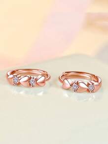 1 par de elegantes pendientes de aro con circonita cúbica para mujer, para el día de San Valentín y bodas, joyería