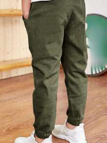 1pc Teen Boys Casual Outdoor Cargo Pants With Pockets, Spring/Autumn - Army Green - View 2