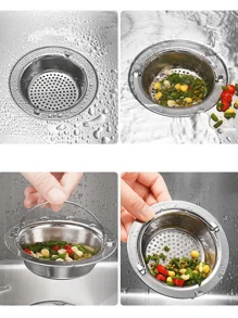 1pc Drain Hair Catcher With Handle, Stainless Steel Circular Drain Cover For Shower, Anti Sink Clogging, Floor Cover Shower Drain Hair Outlet Filter, For Bathroom Tub And Kitchen, Bathroom Tools Home Bathroom Decor Fall Decor Back To School - Multicolor - View 12