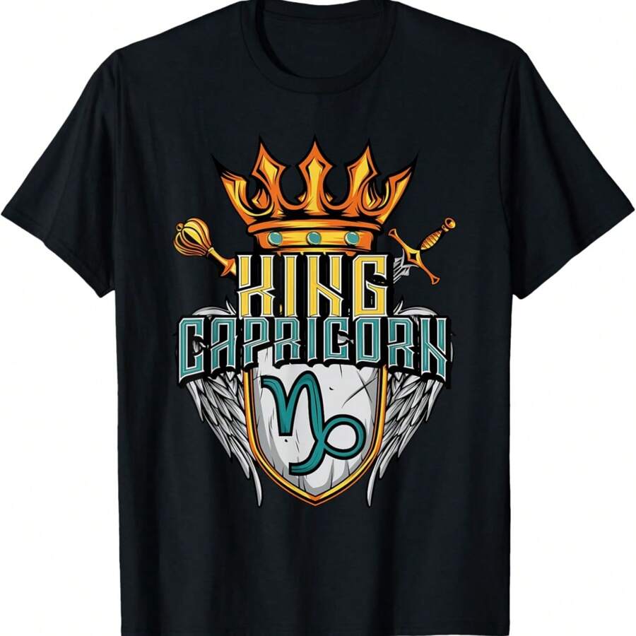 Capricorn Zodiac Sign King Capricorn Men T-Shirt - 黑色 - 查看 1