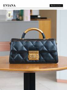 Bolso de mano de mujer 2025 de rejilla de ratán con diseño romboidal, bolso de tote versátil y elegante, bolso cruzado cuadrado exquisito, bolso de hombro minimalista - Multicolor - Ver 2