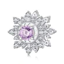 1 pieza Joya DIY de copo de nieve de plata de ley 925 bañada en oro blanco con circonita cúbica y cuentas versátiles y brillantes