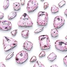 50 piezas/bolsa Piedras de strass premium brillantes de formas y tamaños variados para coser en ropa, zapatos, bolsos, decoración de vestimenta para boda, fiesta y disfraces (Colores: Blanco/Negro/AB/Rojo/Morado celeste/Morado cristal/Rosa/Verde/Azul)