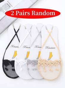 1/2/4 Pairs Of Women's Socks, Ultra-Thin Invisible Lace Non-Slip Boat Socks, Comfortable And Soft High-Elastic Shallow Ankle Socks In Summer, Novel And Interesting Solid Color Socks, Fashionable White Socks, Suitable For Daily Travel And Party Use Boat Socks, Casual Holiday Gifts Mother's Day, Easter Spring And Summer New, Wedding Anniversary Whimsical Gothic Style Four Seasons Gifts, Black Socks