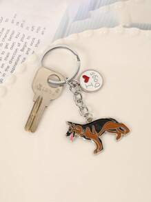 1pc Metal Brown Wolf Dog Key Chains Pet Dog Animal Charms School Bag Pendant Car Keyring Boyfriend Gift