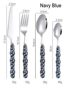 4pcs/Set Stainless Steel Utensil Set,Romantic Ceramic Pearl Handle Western Cutlery Knife Fork Spoon Coffee Spoon,Reusable Tableware,Or School, Picnics, Parties, Outdoor Dining, Camping Accessories School Supplies Travel Essentials Accessories Back To School Dorm Essentials