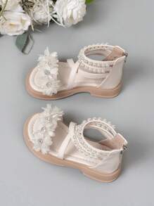 Girls' Sweet And Cute Flat Sandals, Fashionable Princess Beach Shoes, Comfortable, Lightweight, Non-Slip Dress Shoes For Wedding, Performance And Party, Suitable For All Seasons