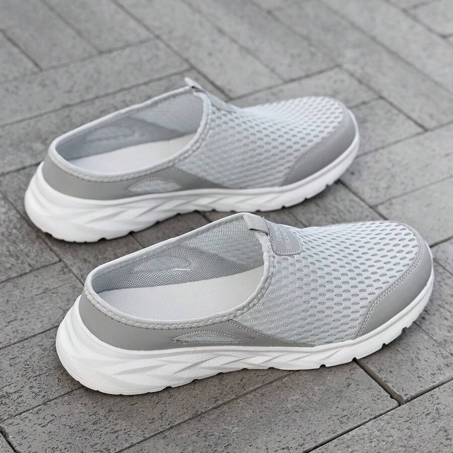 1 Pair Men's Breathable Mesh Slip-On Athletic Casual Travel Shoes, Lightweight And Comfortable (Size Runs Small, Order One Size Up) - Light Grey - View 1