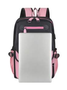 Cute Cartoon Capybara Backpack, Spacious Student Laptop Bag, School Backpack - Pink - View 9