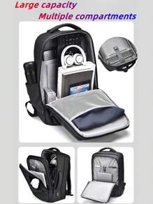 Sac à dos pour ordinateur portable professionnel de 15,6 pouces, sac à dos pour ordinateur portable en PU, sac à dos pour ordinateur portable de voyage, sac à dos de cabine, sac à dos pour ordinateur portable extensible pour hommes, sac à dos pour le collège