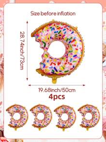 2/4 个甜甜圈形铝箔气球 - 甜甜圈糖果，适合生日派对、甜点主题派对、周年纪念用品、家居装饰 - 彩色 - 查看 9