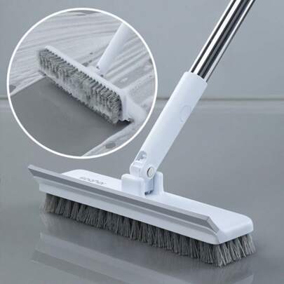 Joybos® Cleaning Brush Long Handle Floor Scrub Brush, 2-In-1 Floor & Wall Cleaning Brush With Flexible Scraper,Long Handle,2-In-1 Scraping And Heavy-Duty Bristle Brush With Scraper