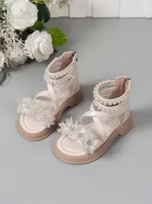 Girls' Sweet And Cute Flat Sandals, Fashionable Princess Beach Shoes, Comfortable, Lightweight, Non-Slip Dress Shoes For Wedding, Performance And Party, Suitable For All Seasons