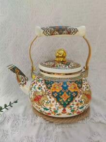 1pc 2.5L Thick Enamel Stovetop Kettle, Coffee Pot, Oil Pot, Water Pot, Milk Tea Pot, Pour Over Coffee Maker, Thick Enamel Cold Water Pitcher, Turkish Tea Pot, Boiling Water Pot, Korean Tea Pot, Suitable For Induction Cooktop