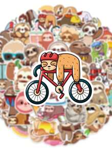50PCS Cute Cartoon Sloth Stickers, Waterproof PVC Material, Suitable For Helmet Decoration, Scrapbooking, Car Decor, Party Decoration, Labels, Laptop, Luggage, Guitar, Water Bottle, Phone Case, Urban Youth Decoration