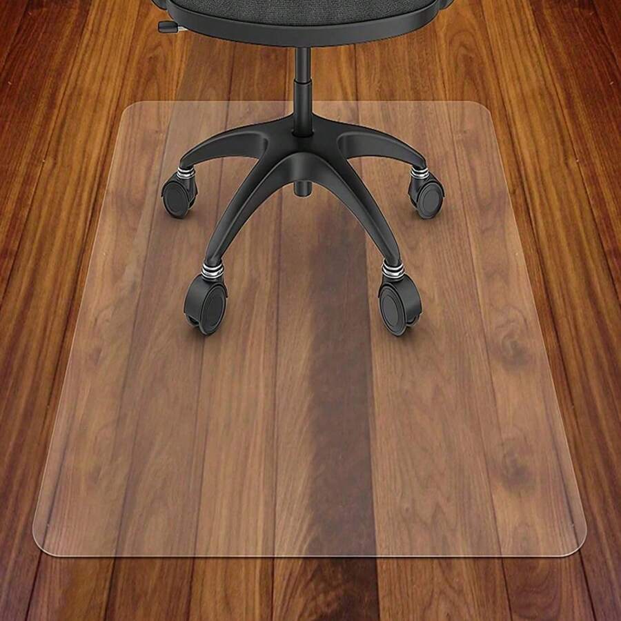 Rectangular, Easy-Clean Non-Slip Desk Chair Mat For Hardwood & Tile Floors - Striped Polyester, Machine Washable, Waterproof Gaming And Office Carpet - Frosted - View 1