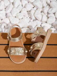 Fashionable Floral Girls/Baby Sandals, Suitable For Spring And Summer Vacation - Gold - View 2