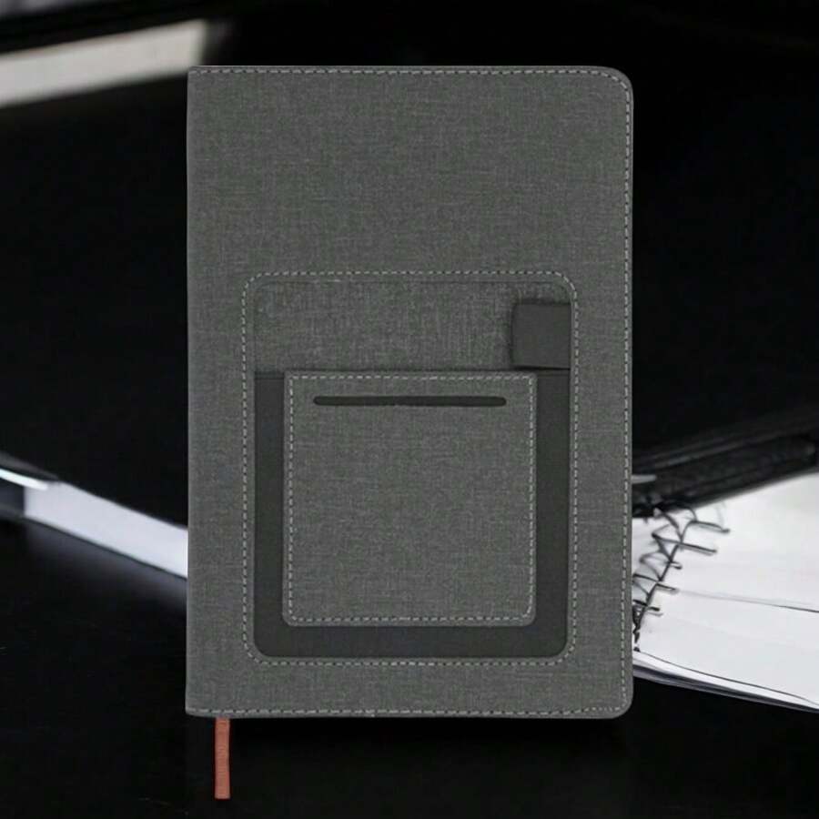 PromoClick Libreta de poliuretano texturizada con compartimento para ...