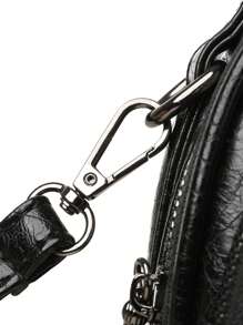 高品质皮革手提包钱包女包奢华设计师单肩斜挎包女士品牌信使包小号托特包 - 黑色 - 查看 9