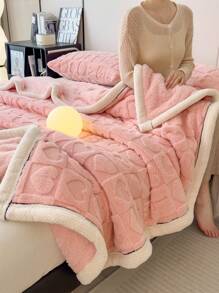 1pc Thickened Bohemian Heart Pattern Throw Blanket, Jacquard Woven Imitation Lambswool Soft & Warm Multipurpose Blanket For Living Room, Bedroom, Dorm, Furniture Decoration, Nap, Picnic,Fall Decor,Autumn Decor,Room Decor