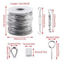 30M Stainless Steel Wire Rope Cable Hooks Hanging Kit Garden Railing Rope Roll - Silver - View 4
