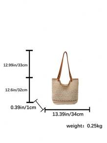 1 pieza Bolso de playa de estilo casual, con bloques de color, rayas y abertura, adecuado para mujeres de vacaciones