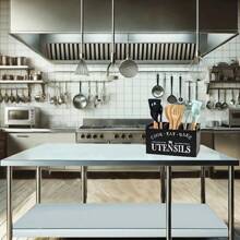 1 pezzo Porta utensili da cucina in legno rustico | Materiale in legno | Scatola di stoccaggio a 3 scomparti, organizer da appoggiare sul piano o da appendere a parete | Accessori da cucina per strumenti da cucina, mangiare e cuocere