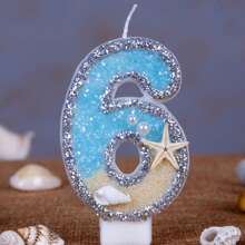 1 件数字蜡烛海滩海星生日蛋糕装饰派对蜡烛，感受夏日主题礼物毕业、婚礼 - 彩色 - 查看 20