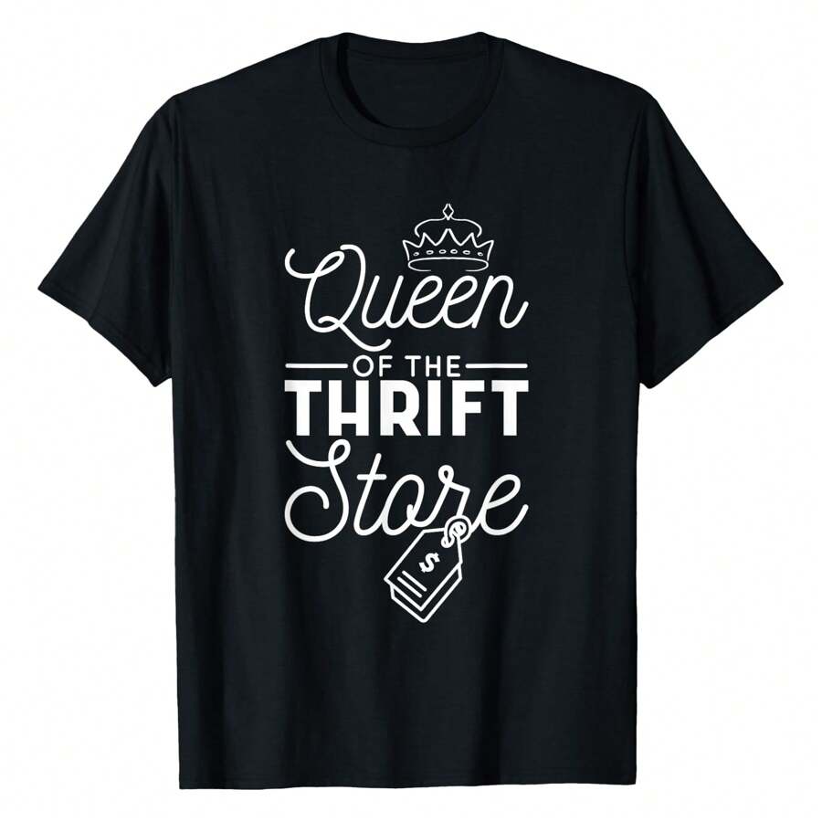 Queen Of The Thrift Store, Thrifter And Thrifting T-Shirt Women's Plus Size T Shirt - màu đen - Xem 1