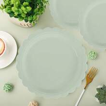 10 piezas de platos de papel de bordes lisos de color verde salvia de 7"/9" para fiestas, platos de papel de color verde salvia sólido que agregan ambiente festivo, adecuados para fiestas de cumpleaños, picnics, reuniones familiares, celebraciones de Año Nuevo, celebraciones del Día de San Valentín - Multicolor - Ver 5