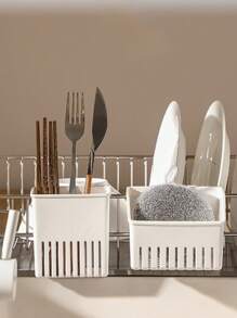 1pc Cutlery Drainer Basket, Kitchen Dish Drying Rack, Including Chopsticks, Spoon, Knife & Fork Storage Basket, Wall Mounted Chopstick Holder, Storage Basket, Kitchen Drainer Organizer, Back To School Supplies