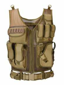 1pc Loose Tactical Vest For Men, Mesh Two-Way Outside Adventure Vest With Pockets, Multi-Function Hunting Vest (Black) (Green) (Black Python Pattern)