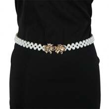 Pearl Elasticated Waist Chain For Women, High-End Snap Buckle Design, Fashion Versatile Dress & Pants Accessory