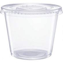GUSTO [Paquete de 200, 5.5 onzas] Vasos desechables de plástico transparente con tapas - Tazas para sorbete, tazas para gelatina con tapas, recipientes de plástico transparente perfectos para aliños de ensalada y talla grande - 5,5 onzas. - Ver 2