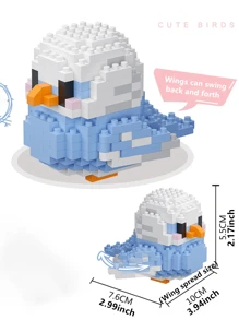 1 pieza Conjunto de bloques de construcción 3D con diseño creativo y DIY de pájaro, loro, gorrión, animal en estilo de dibujos animados, juguete educativo de ensamblaje, mejor regalo para amigos y familia, regalo de cumpleaños