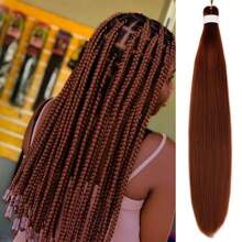 1/3/6 Packungen Schwarzes Flechthaare Vorgespanntes Knotenlose Kanekalon Box Zöpfe Haare zum Flechten, Vorgespannt Lang Gerade Synthetische Flecht-Haarverlängerungen für Knotenlose Zöpfe