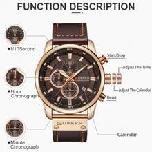 Relógio de Pulso Masculino CURREN Cronógrafo com Função Data Automática, Relógio de Luxo Resistente à Água Original, Moda, Esportes, Militar, Relógio de Quartzo Presente Masculino 8291