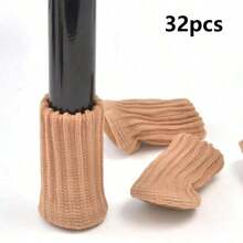 [Calcetines de punto antideslizantes para patas de silla] Juego de 4/24/32 piezas de calcetines de punto grueso de doble capa antideslizantes para patas de silla - Protectores de piso a rayas clásicos, cubiertas para reducción de ruido - Material de poliéster, multicolor