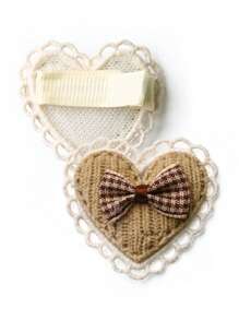 2pcs Lace Heart Plaid Bow Pet Hair Clips, Cute Accessory Headdress For Small Dog Puppy Cat Clothes