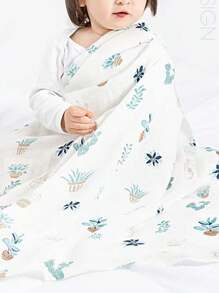 1pc Soft & Breathable Double-Layer Bamboo Fiber Cotton Baby Swaddle Blanket, 110*120cm