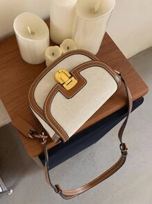 Bolso bandolera pequeño con bloqueo de color, estilo de hombro de sillín, versátil y retro, para debajo del brazo, para mujeres, estilo empresarial y de moda callejera, adecuado para estudiantes universitarios, como regalo