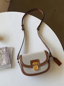 Bolso bandolera pequeño con bloqueo de color, estilo de hombro de sillín, versátil y retro, para debajo del brazo, para mujeres, estilo empresarial y de moda callejera, adecuado para estudiantes universitarios, como regalo