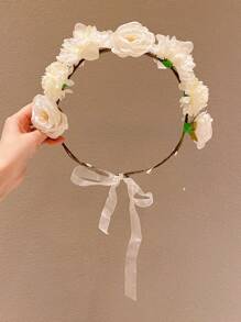 1pc Colorful Cute Flower Wreath Hair Band, Hair Accessory That Won't Damage Hair - Multicolor - View 12