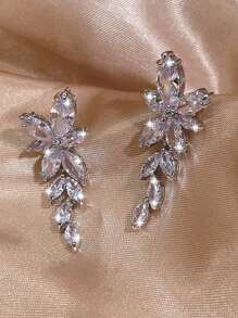 Cubic Zirconia Drop Earrings - Silver - View 3