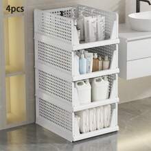 Collapsible & Stackable Storage Basket Plastic Drawers Foldable Closet Organizers Wardrobe Organizer Storage Box Closet Dividers & Shelf Inserts For Wardrobe Wardrobe Drawer Units Layered Partition Storage Rack Shelf For Cupboard Kitchen Bathroom, Back To School - Multicolor - View 13