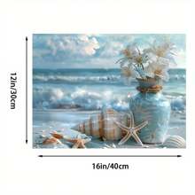 Charming Beach-Themed Canvas Art With Posters Of Flowers, Starfish And Shells - 1 Piece Of Wood Framed Oil Painting (3) Thickness 2.25 Cm/0.9 Inch- Home Decoration For All Occasions - Ideal New Year, Valentine's Day, Thanksgiving, Easter, Christmas Gift , Room Decoration Aesthetic, Wall Decoration Art, Perfect Gift, Autumn And Winter Wall Decoration, Living Room Decoration, Bedroom Decoration, Kitchen Decoration, Entry Decoration, Bathroom Decoration, Direct Wall Painting, High Quality Wall Painting Poster