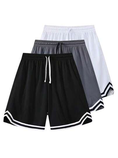 3PCS Men's Mesh Shorts, Three Pieces, Sports Basketball Shorts, Running, Fitness, Cycling, Hiking, Swimming, Quick Drying, Breathable Stretch Shorts