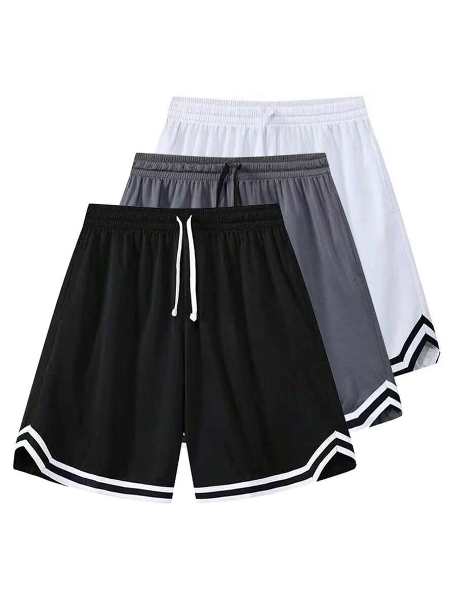 3PCS Men's Mesh Shorts, Three Pieces, Sports Basketball Shorts, Running, Fitness, Cycling, Hiking, Swimming, Quick Drying, Breathable Stretch Shorts - Nhiều màu - Xem 1